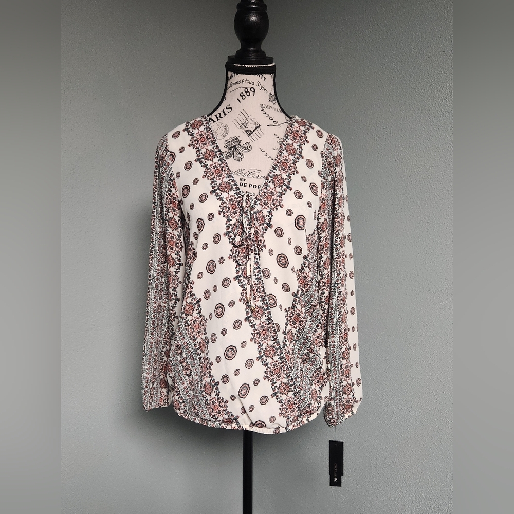 AB Studio V-Neck Women's Multi Colored Wrap Top